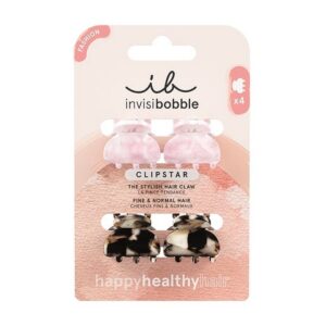 Clipstar Small Non-Slip Pink & Brown 4pcs INVISIBOBBLE